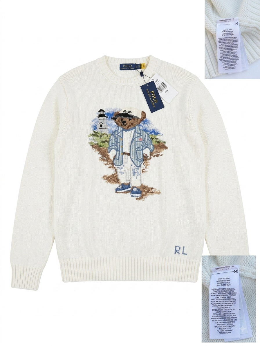 Polo Ralph Lauren Polo Bear Embroidered Cream Knit Sweater – New With Tags
