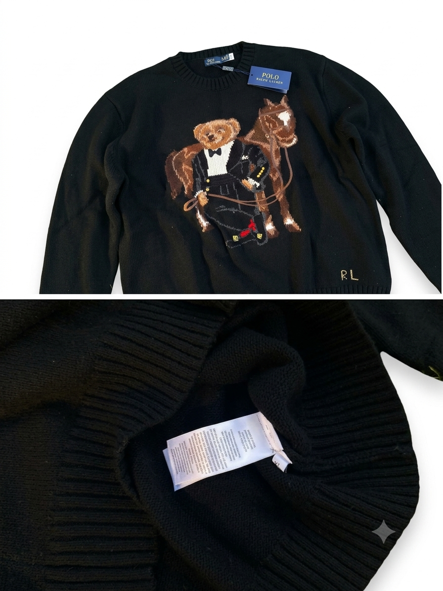 Polo Ralph Lauren Polo Bear Black Knit Sweater – Size XL – New With Tags