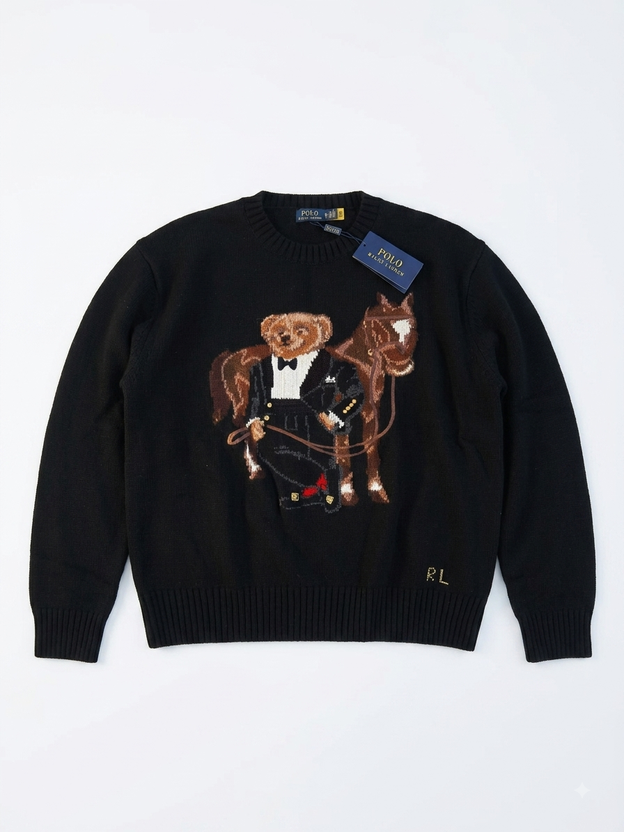 Polo Ralph Lauren Polo Bear Black Knit Sweater – Size XL – New With Tags