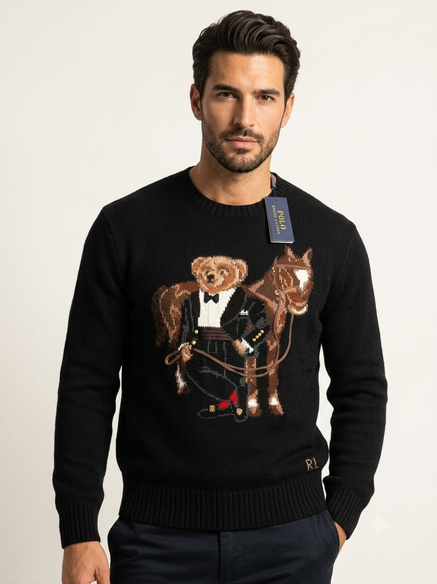 Polo Ralph Lauren Polo Bear Black Knit Sweater – Size XL – New With Tags