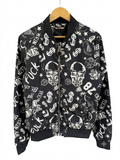 Philipp Plein Black Graphic Print Zip-Up Knit Sweater – Men's