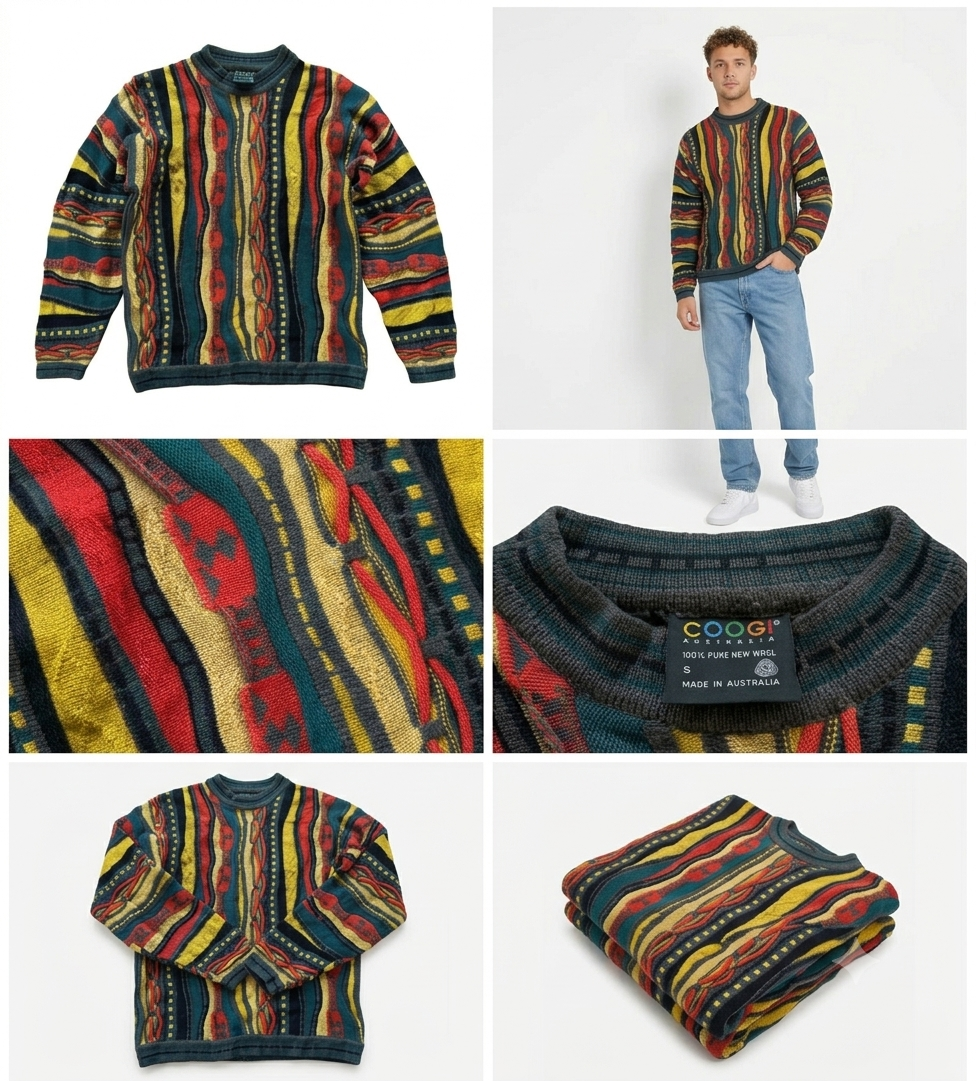 Vintage COOGI Multicolor 3D Knit Sweater