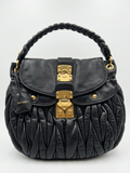 Miu Miu Black Matelassé Leather Top Handle Bag – Gold Hardware – Pre-Owned