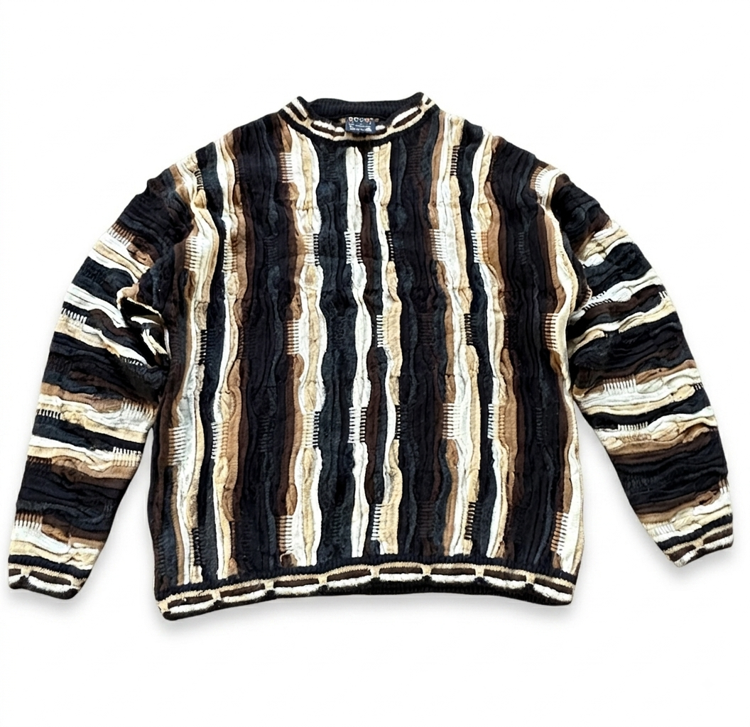 COOGI Australia 3D Knit Sweater – Black & Neutral – XL
